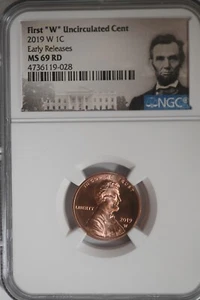 2019 W First "W" Uncirculated Cent NGC MS69 RD Early Releases Portrait Label - Picture 1 of 2