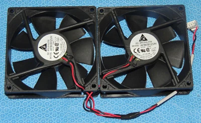 Lot 2 Thermo Fisher Delta AFB0912VH Fan 12V DC Brushless 92X92X25mm 2-Wire 4-Pin - Image 1 of 4