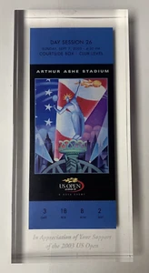 M2 2003 US Open Tennis: Day Session Courtside Ticket 9/7/03 Lucite Paperweight - Bild 1 von 2