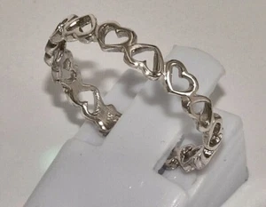 Anillo de plata de ley 925 maciza corazones abiertos delicado y filigrana - Imagen 1 de 12