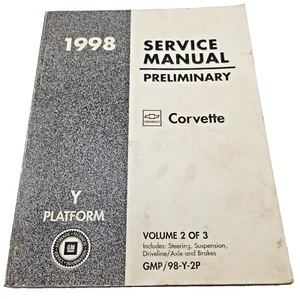 Corvette Y-Platform Service Manual Vol. 2 of 3 Prelim 1998 Please Read Index - Bild 1 von 2