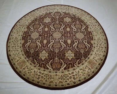 6'1" x 6'2" ft. Oushak Hand Knotted Narural Dye Wool Oriental Table Round Rug - Image 1 of 4