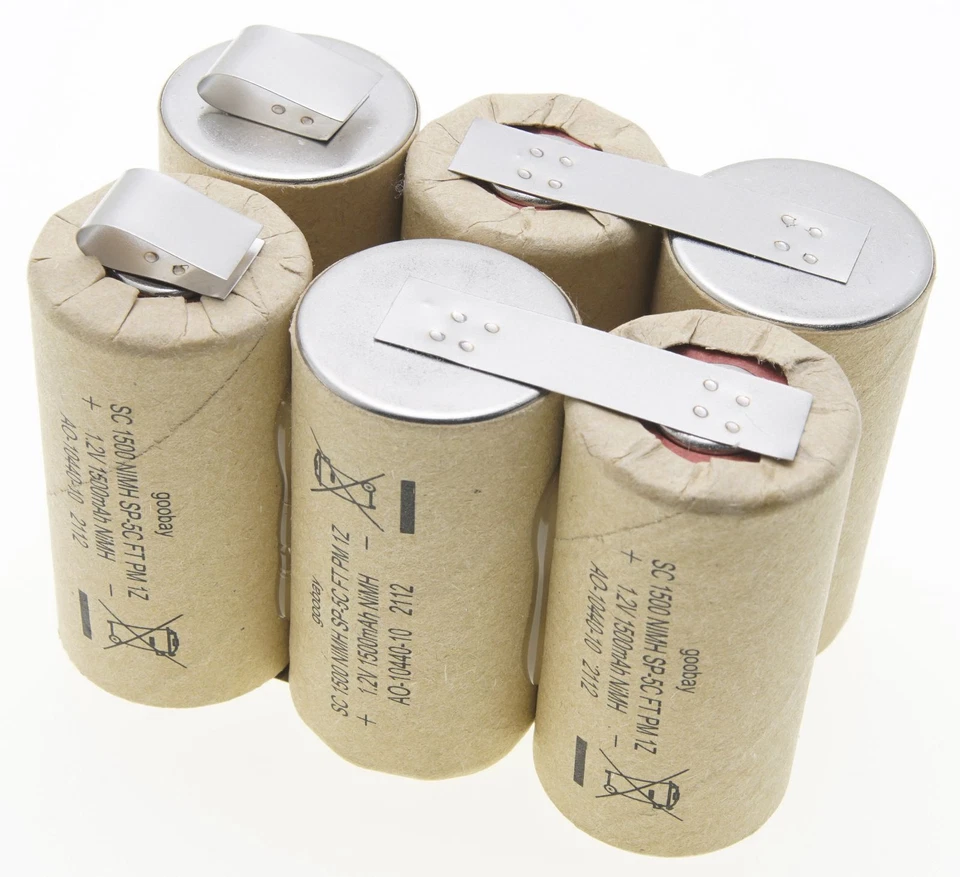 ✅Akkupack 7,2V SUB C Industrie Akkus 1500mA NiMh Flat-Top Lötfahne - Bild 1 von 4