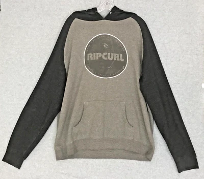 Moletom com capuz masculino RIP CURL cinza preto cordão lã viva a busca - Imagem 1 de 4