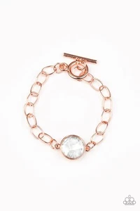 New Paparazzi Bracelet ALL AGLITTER white gem copper chain - Picture 1 of 3