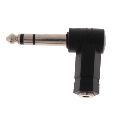 6.35mm Male to 3.5mm Female Right Angled Stereo Audio Adapter Converter - Image 1 of 4
