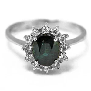 Anello Solitario con Zaffiro e Diamanti in Oro 18 KT - P030 - Imagen 1 de 2