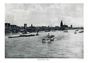 Rheinverkehr in Köln XL Fotoabbildung 1928 Rhein Raddampfer Dampfschiff - Bild 1 von 1
