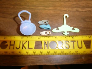 Vintage LOT 60's Barbie Blue Plastic Mini Round Purse Hong Kong Opens SHOES ETC - Picture 1 of 6