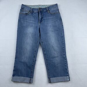 Faded Glory Capri Jeans Women's Sz. 12 Blue Cuffed Cotton Blend ~19.5" Inseam