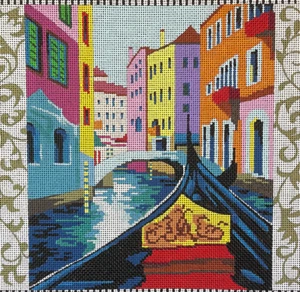 Needlepoint Handpainted Colors of Praise Venice Gondola 11x11 - Picture 1 of 1