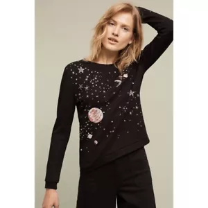 Anthropologie SATURDAY SUNDAY Cosmic Galaxy Pullover Sweater Top Beaded Medium - Picture 1 of 14