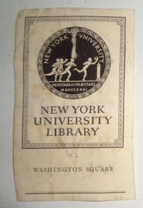 New York University, Washington Square College Library Bookplate  - 1919 - Picture 1 of 2