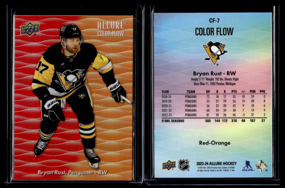 2023-24 Upper Deck Allure Red-Orange Color Flow #CF-7 Bryan Rust - Image 1 of 1