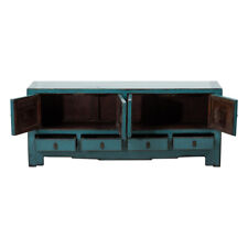 antike chinesische Kommode Sideboard 4 Türen 4 Schubladen blau #M-SID-YJ28