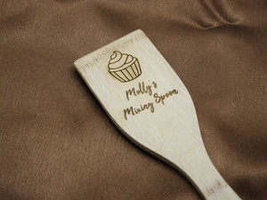 Handmade Wooden Engraved Personalised Spatula Spoon - Cupcake Mixing Spatula - Picture 1 of 5