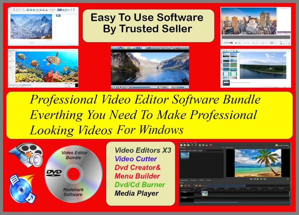 Video Editing & Movie Maker Software  PROGRAM BUNDLE Windows 11 DVD - Image 1 of 2