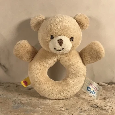 BUILD A BEAR WORKSHOP HUG CUB BEIGE TEDDY BEAR PLUSH HAND BABY RATTLE - Image 1 of 4
