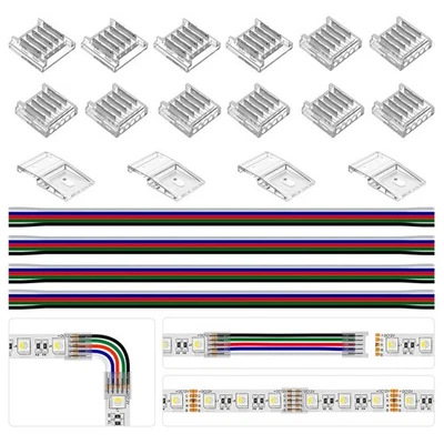 5-Pin 12mm Transparent RGBW LED Strip Connector Kit Solderless Gapless Pro - Image 1 of 4