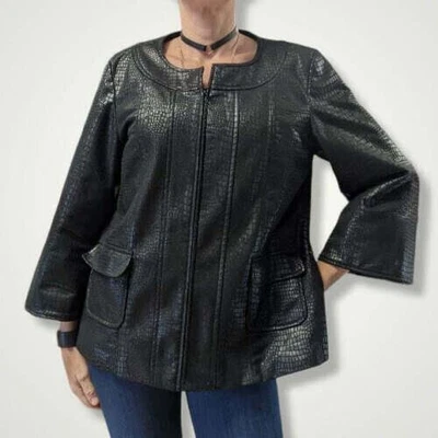 Susan Graver Black Snake Print Bell Sleeve Blazer Jacket size XL - Image 1 of 4