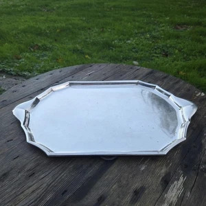 07L5 Antik Tablett Von Service Versilbertes Metall Model Art Deco Gallia - Bild 1 von 3