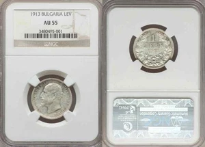 1913 Bulgaria Silver Coin One Lev, King Ferdinand I NGC About Uncirculated 55 - Picture 1 of 3