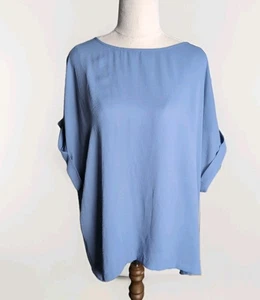 ELK The Label Light Blue Oversized Boat-Neck Blouse Size 18 Polyester Top AU - Picture 1 of 7