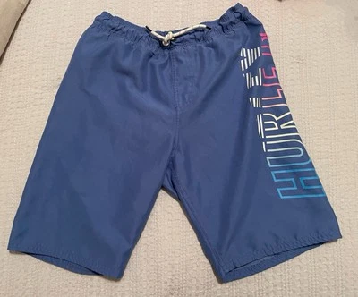 Hurley Board Shorts Boy’s Youth Large Surf Swim Trunks lined Blue W/logo MSRP$38 - Image 1 of 2