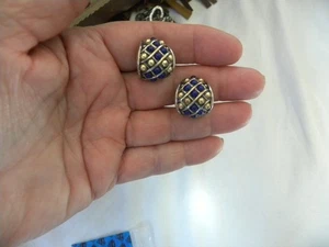 Designer Lagos Caviar Lapis 18K Gold Sterling Silber Ohrringe Clip on - Bild 1 von 8