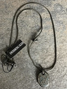 DYRBERG KERN D/MARK gunmetal SNAKE NECKLACE turquoise diamanté crystal 22 BNWT - Picture 1 of 7