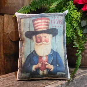Almohada de inspiración vintage patriótica Folkart Tío Sam PRIMITIVA granja - Imagen 1 de 3