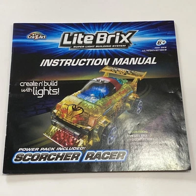 Cra-Z-Art Lite Brix Replacement Instruction Manual ONLY For Scorcher Racer Car - Image 1 of 2