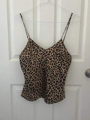 Silk Secret Treasures Leopard Cheetah Print Women’s Slip Cami Tank Top Size M - Image 1 of 4