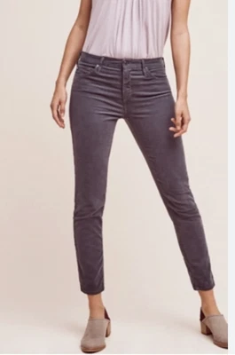 AG Adriano Goldschmied Stevie 修身直踝灯芯绒裤子女式 27 紫色 — 第 1/4 张图片