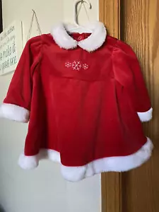 BABY UR IT 12 Monate rot Samt WEIHNACHTEN Urlaub Langarm KLEID mit Faux Fu - Bild 1 von 4