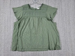 Ella Moss Womens Green Flutter Short Sleeve Lightweight Top Sz 2XL Keyhole Back - Picture 1 of 10