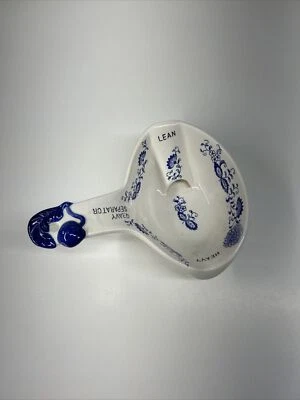 Separador de grasa de salsa de cerámica vintage diseño cebolla azul cobalto blanco Foto 1 de 4
