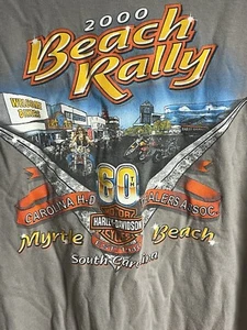 Vintage Harley Davidson 2000 Beach Rally Tee Large Double Sided Grey Myrtle HD - Bild 1 von 5