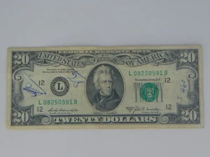$20 FEDERAL RESERVE NOTE 1969 A BANK OF SAN FRANCISCO (L12) L08250591B - Picture 1 of 2