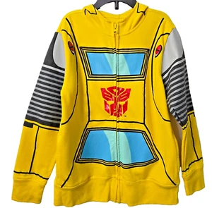 Transformers Bumblebee Hoodie Sweatshirt M 5 6 Face Mask Full Zip POCKETS Yellow - Picture 1 of 4