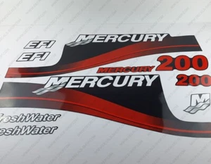 Mercury 200hp EFI FreshWater outboard engine decals RED sticker set - Picture 1 of 7