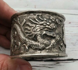 Asiatischer Sterling Silber Serviettenring mit Drache und Bambus - Bild 1 von 4