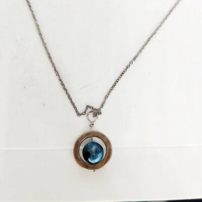 Colar pingente globo pietersita azul preto com configuração e corrente de prata esterlina - Imagem 1 de 4