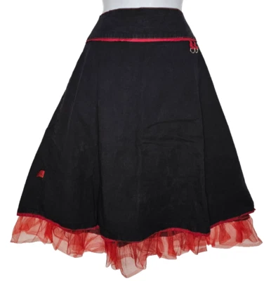 De Colección Tripp Falda Negra Rojo Encaje Tul Y2K Romántico Centro Comercial Gótico En Capas Tema Candente XL Foto 1 de 4