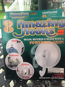 8 Amazing Hooks Snaps, Secures & Seals With A Powerful Grip NIB 4 Large 4 Small - Picture 1 of 3