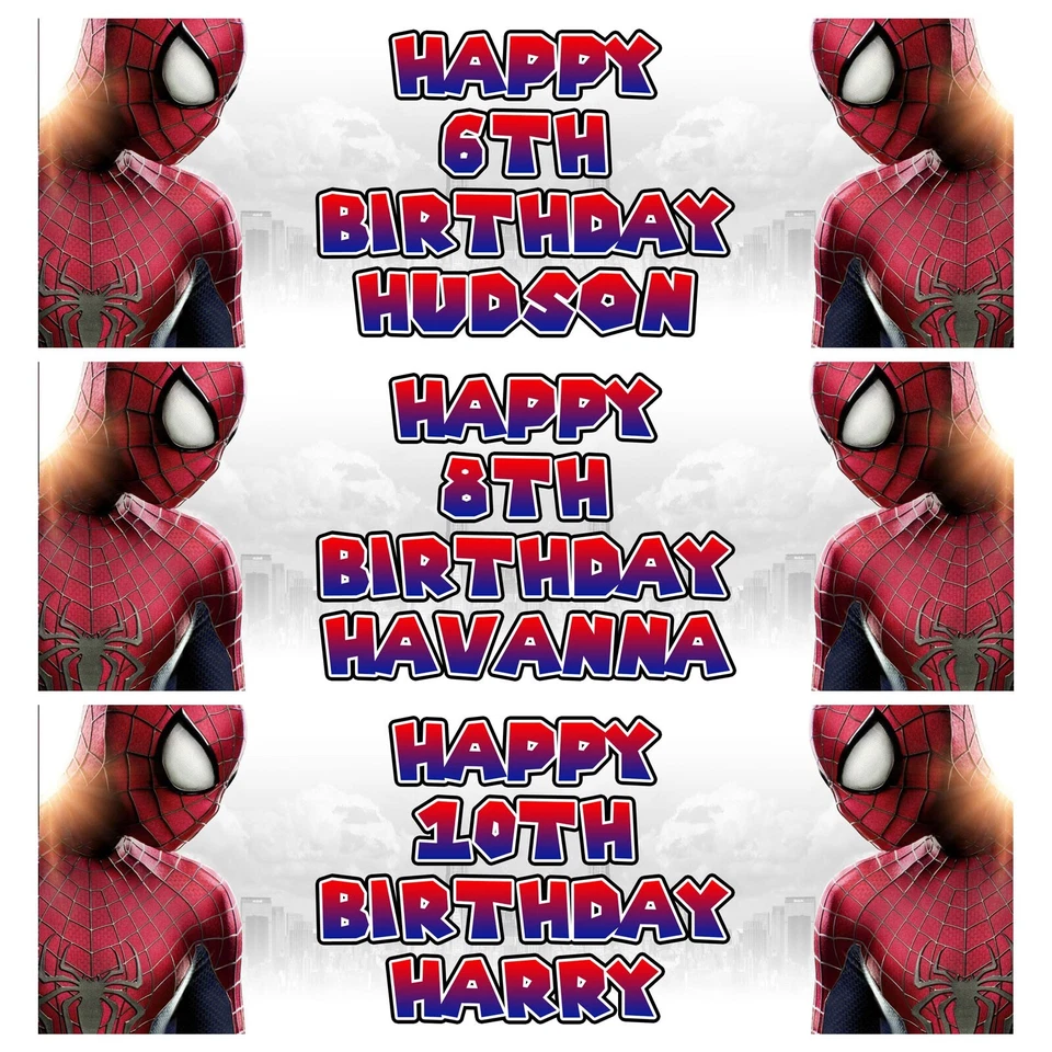 SPIDERMAN Personalised Birthday Banners - Spider-Man Birthday Banners - Marvel 2 - Image 1 of 1