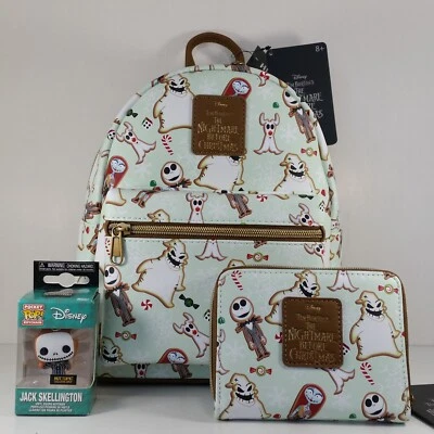 Loungefly Nightmare Before Christmas Characters Cookies Mini Backpack Wallet Set - Image 1 of 4