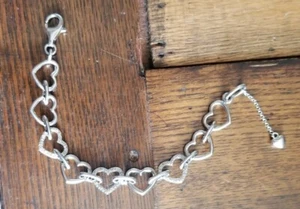 Affinity QVC sterling silver 925 Pave .12ct Diamond link Heart link bracelet EA - Picture 1 of 13