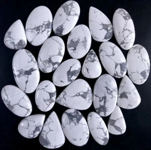Lote de 22 piedras preciosas cabujón howlita blanco natural de 996 quilates 40x22 26x18 mm #R-9583 - Imagen 1 de 6
