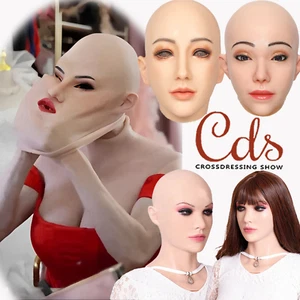 Realistic Silicone Female Face Mask Crossdresser Head Mask For women For Cosplay - Picture 1 of 30